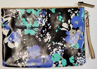 Merona Floral MCM Style Coated Pouch Purse Wristlet Cosmetics Zipper Handbag • $9.95