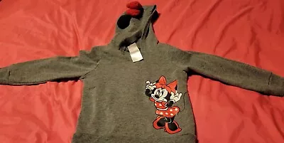 Disney Minnie Girls Size 3T Gray Pullover Hoodie With Ears And Bow • $12.75