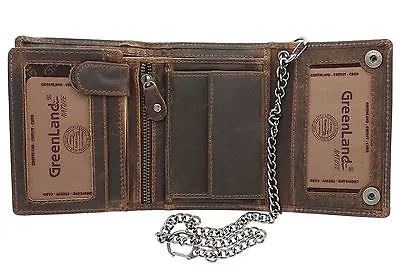 £44.99 • Buy Greenland-Nature MONTANA Gents Leather Biker Wallet With Security Chain 191