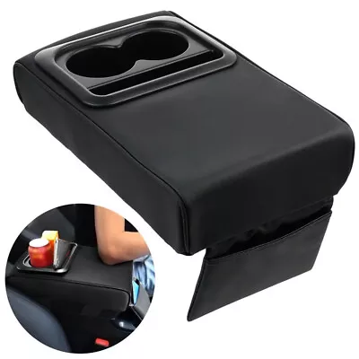 Leather Car Armrest Pad Center Console Storage Pad Box Cushion With Cup Holder • $36.99