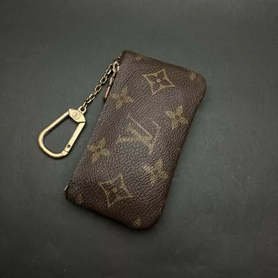 Authentic Louis Vuitton Pochette Cles Monogram Coin Purse Brown Color Key Ring • £134.09