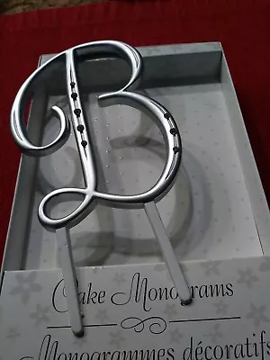 Cake Monogram Letter B Silver With Stones 4.5  Tall • $6