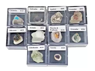 Micromount Mineral Lot MM20-10 Fine Specimens In Acrylic Boxes-Visit EBay Store! • $24.95