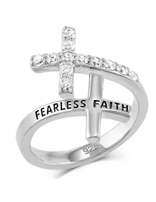 Montana Silversmiths Ring Womens Fearless Faith Crystal Cross FFRG5538 • $75