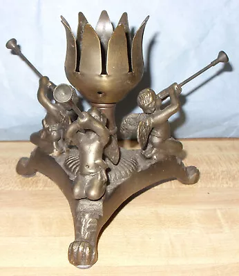 Cherubs With Trumpets Cast Iron Lamp Base • $9.95