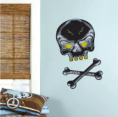 $9.99 • Buy SKULL & CROSSBONES CHALKBOARD Wall Stickers 2 Decals 3 Pcs Chalk Skeleton Decor