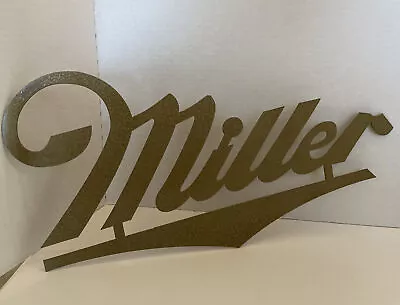 Miller Beer Metal Cut-Out Sign For Indoor/Outdoor Decor Gold Finish Preowned • $16