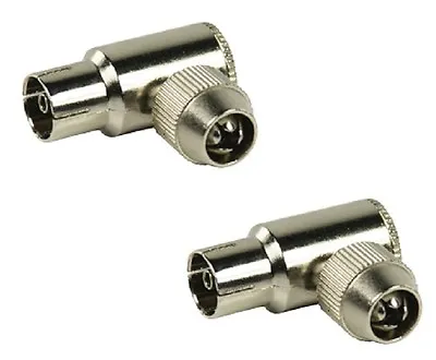 Pair 90 Degree Angled TV Aerial Female Coax Socket Connector With Grub Screw • £3.75