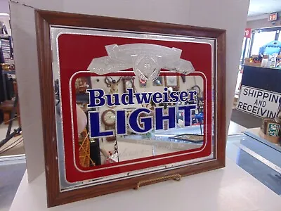 Vintage 1980's Framed Budweiser Light Beer Mirrored Bar/Pub Sign JC31 • $28.99