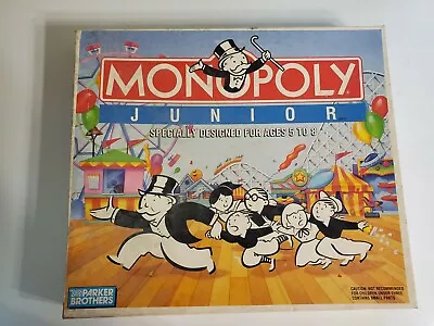 Vintage 1990 Monopoly Junior Jr. Board Game Parker Brothers Ages 5 To 8 No Dice • $23