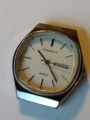 $23.99 • Buy Vintage Men's Watch Caravelle By Bulova Day/Date Quartz P3 Swiss Movement M83666