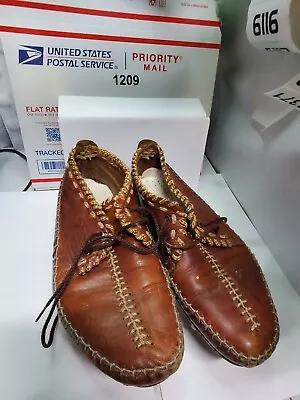 Minnetonka Moccasins Mens Classic Driver 793 Size 10 Or 9.5 Shoes Leather Brown • $38