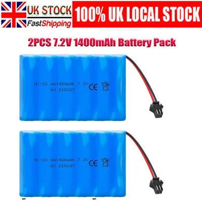 1400mAh 7.2V Ni-Cd AA Battery Pack Rechargeable With SM Plug For RC Cars Vehicle • £13.20