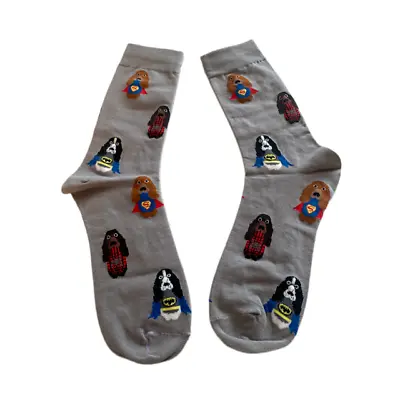 Cocker Spaniel Superhero Fun Socks Unisex One Size Fit Uk 5 - 11 Uniqu  Gift • £9.99