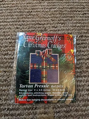 Jane Greenoff Cross Stitch Kit Christmas Cracker Tartan Pressie 2 X 2.5 Inch • £8