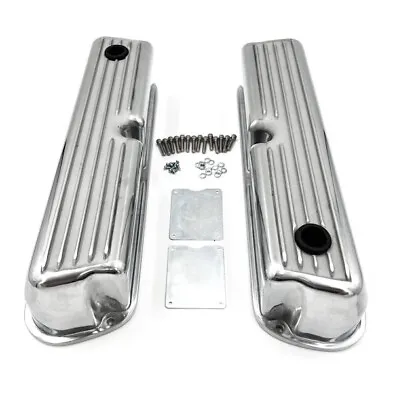 Polished Tall Finned Aluminum Valve Covers 1962-1985 SBF 289 302 5.0 & 351W • $84.99