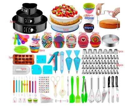 243 Pcs Cake Decorating Set Professional Cake Decorating Kit Baking Supplies • £42.99