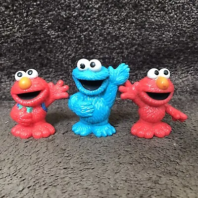 Sesame Street Lot Of 3 Figures PVC Small Elmo Cookie Monster Muppets Jim Henson • $7