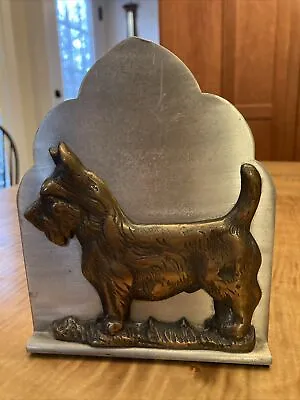 Vintage Mid Century Art Deco Scottie Dog Metal & Brass Bookend • $15