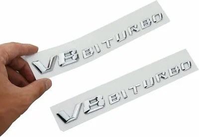$16.99 • Buy Pair Set V8 BITURBO Logo Emblem 3D Badge Sticker Decal Side Fender Left & Right