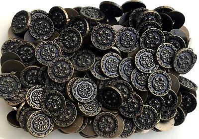 25mm 40L Aged Antique Brass Filigree Flower Metal Shank Buttons Button (XM120) • £2.29