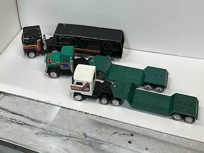 3 VINTAGE BUDDY L DIECAST SEMI TRUCKS AND TRAILERS MACK JAPAN MADE 1979 And 80 • $6