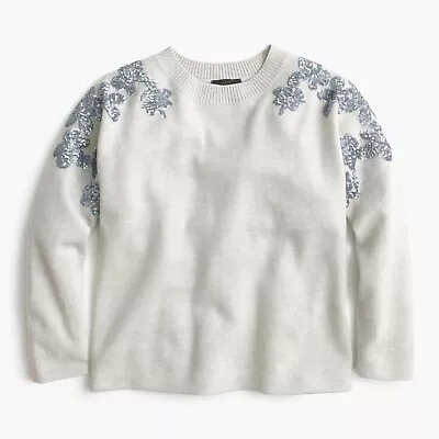 J.CREW $178 Floral Sequin Embellished 100% Merino Wool Sweater Top Size Small • $44.99