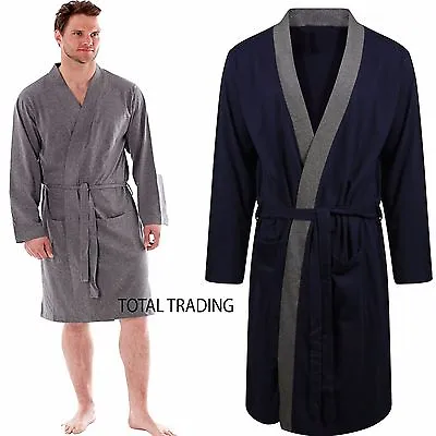 Mens Dressing Gown Gowns Robe  Cotton Rich Kimono Gents Summer Lightweight  • £14.75