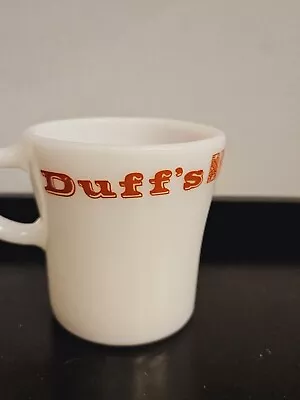 Rare Anchor Hocking Fire King Duff's Advertising Milk Glass Mug • $39