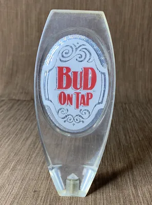 Bud On Tap Beer Pull Handle Knob Budweiser Used Vintage Clear Acrylic • $14.99