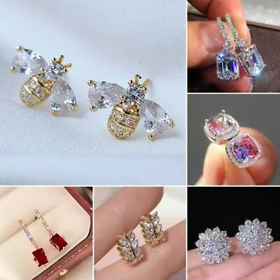 $1.25 • Buy Silver Women Bee Zircon Dangle Earrings Crystal Drop Earrings Jewelry Gifts