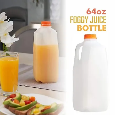 64oz Empty Plastic Juice Bottles With Tamper Evident Caps Freezer Safe 5 Pcs • £21.16