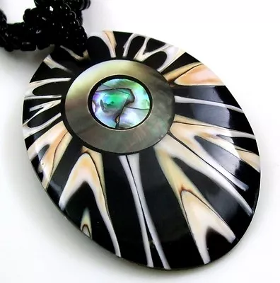 Natural Abalone Shell Mother Of Pearl Pendant Beads Necklace Women Jewelry DA306 • $17.99