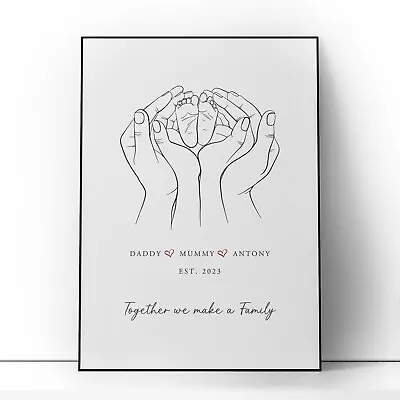 Personalised Family Print | Family Hands Wall Art Gift For Mum Dad New Baby • £3.99