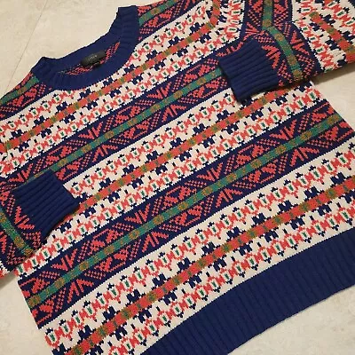 J Crew Classic Fair Isle Womens XS Lambs Wool Multicolor Knit Crewneck Sweater • $23.06