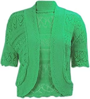 New Womens Crochet Knitted Shrug Ladies Bolero Waterfall Cardigan Top Shrug • £12.49