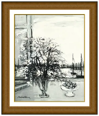 Michel Henry Painting On Canvas Signed Original Flower Vase Framed Still Life  • $3195