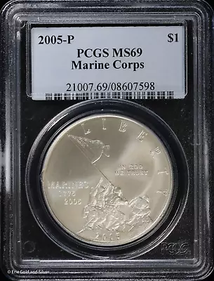 2005-P $1 Marine Corps Commemorative Silver Dollar PCGS MS 69 • $79.95