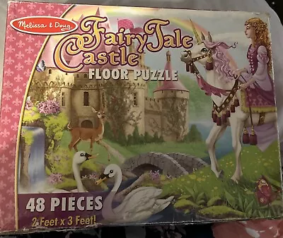 Melissa And Doug Fairy Tale Castle Floor Puzzle 2x3 Foot 48 Pieces Complete • $18