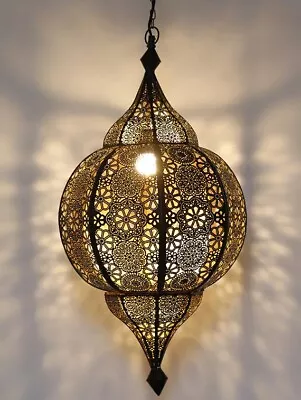 Black Moroccan Lantern Lamp Lighting Turkish Hanging Lamp Hole Seljuks Pattern • $122.11