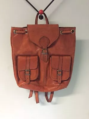 Tan Leather Vintage Lightweight Backpack • £20