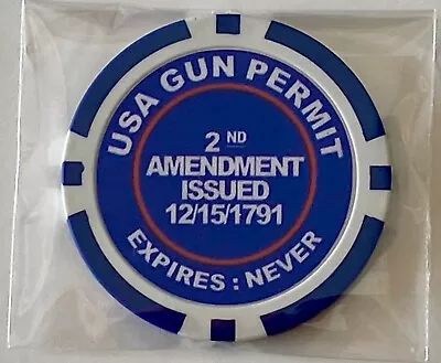 USA Gun Permit - 2nd Amendment - Magnetic Clay Poker Chip - Golf Ball Marker  • $5.95