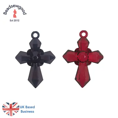£2.99 • Buy 6 Large 3D Plastic Gothic Cross Charms 46mm Halloween Goth Jewellery Making