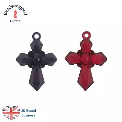 £2.99 • Buy 6 Large 3D Plastic Gothic Cross Charms 46mm Halloween Goth Jewellery Making