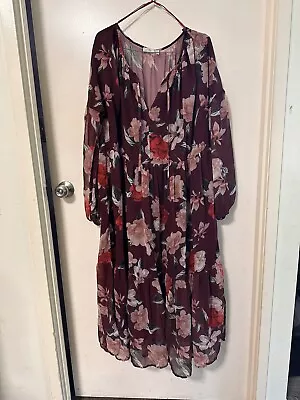 You & All Red Floral Flowing Maxi Dress Size 18 • $7