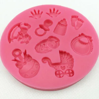 Silicone Baby Shower Cake Fondant Mold Chocolate Baking Topper Decor Candy Mould • £3.59