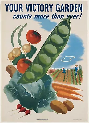 Home Decor Your Victory Garden Counts More Than Ever!1945 Patriotic Propaganda • $16.91