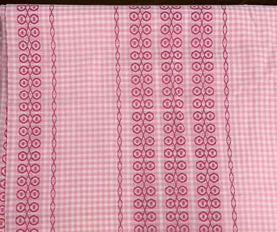 VTG 50s/60s Gingham Fabric Pink White Check W/Woven Border Barbie 4 Yrds+14 X36  • $59.99