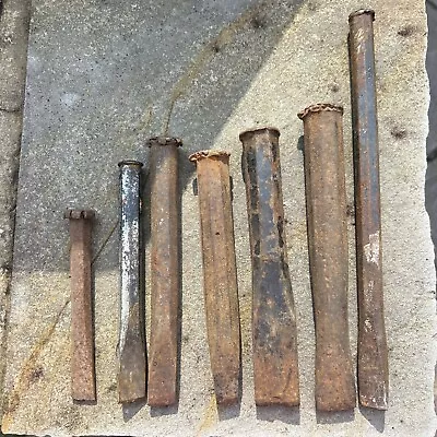 Lot Of 7 Vintage Stone  Rock  Brick  Concrete Masonry Chisels Tools - All Sizes • $45.75