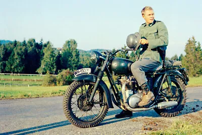 The Great Escape Steve Mcqueen Holding Helmet On Motorcycle 24X18 Poster • $24.99